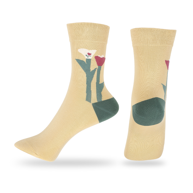 OEM和ODM工廠(chǎng)GOTS認(rèn)證有機(jī)棉舒適無(wú)骨無(wú)感手縫提花女士統(tǒng)襪